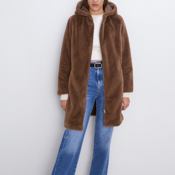 long faux fur coat zara